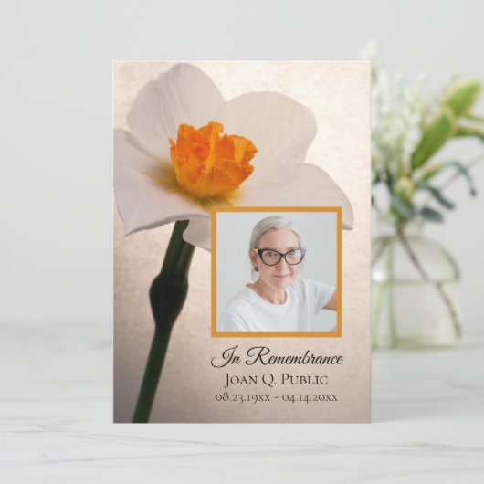 White Daffodil Spring Funeral Memorial Service Programmakaart (Staand voorkant)