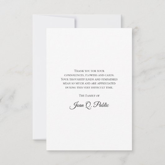 White Daffodil Spring Funeral Memorial Sympathy Bedankkaart (Achterkant)