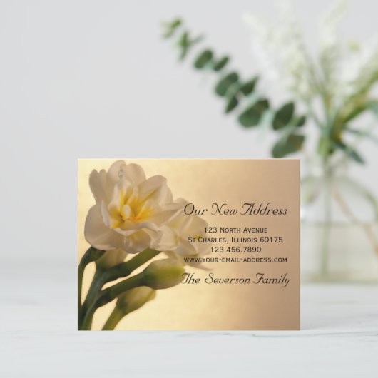 White Daffodils New Address Notice Aankondiging (Staand voorkant)