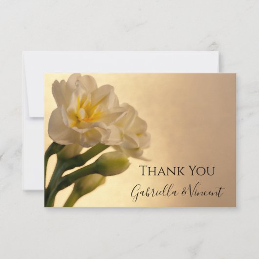 White Daffodils Spring Wedding Flat Dank je Notitiekaartje (Voorkant)