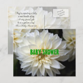 white dahlia baby shower uitnodiging (Voorkant / Achterkant)