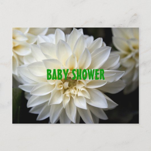 white dahlia baby shower uitnodiging (Voorkant)