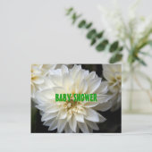 white dahlia baby shower uitnodiging (Staand voorkant)