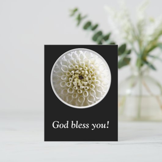 White Dahlia Close-up Briefkaart (Staand voorkant)