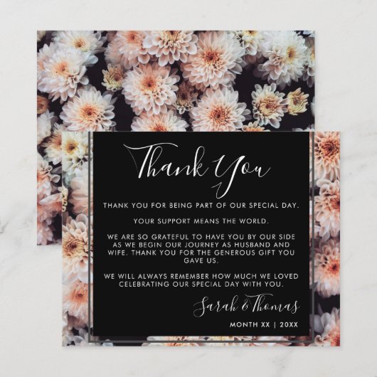 WHITE DAHLIA FLORAL ELEGANT DANK U KAART (Voorkant / Achterkant)