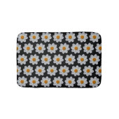 White Dahlia Floral Pattern on Black Badmat (Voorkant)