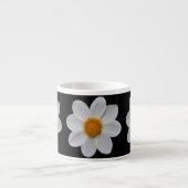 White Dahlia Floral Pattern on Black Espresso Kop (Voorkant)