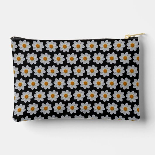 White Dahlia Floral Pattern on Black Etui (Achterkant)