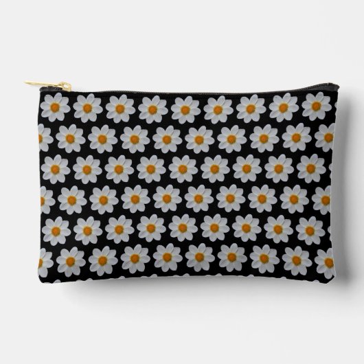 White Dahlia Floral Pattern on Black Etui (Voorkant)