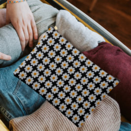 White Dahlia Floral Pattern on Black Etui