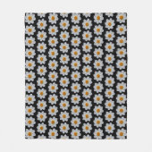 White Dahlia Floral Pattern on Black Fleece Deken (Voorkant)