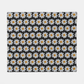 White Dahlia Floral Pattern on Black Fleece Deken (Voorkant (Horizontaal))