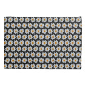 White Dahlia Floral Pattern on Black Kussensloop (Achterkant-Links)