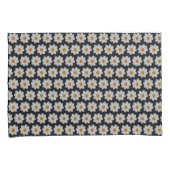 White Dahlia Floral Pattern on Black Kussensloop (Voorkant-Rechts)