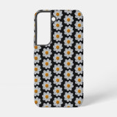 White Dahlia Floral Pattern on Black Samsung Galaxy Hoesje (Achterkant)