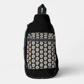White Dahlia Floral Pattern on Black Sling Bag (Voorkant)