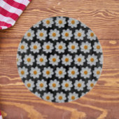 White Dahlia Floral Pattern on Black Snijplank