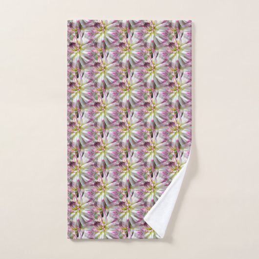 White Dahlia Flower Pattern Nature Bad Handdoek (Handdoek)