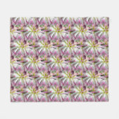 White Dahlia Flower Pattern Nature Fleece Deken (Voorkant (Horizontaal))