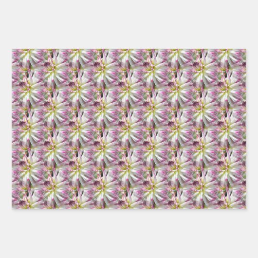 White Dahlia Flower Pattern Nature Inpakpapier Vel (Voorkant 3)