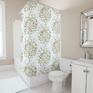 White Dahlia Flower Shower Curtain Douchegordijn