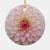 White Dahlia met roze riemventilator Keramisch Ornament (Voorkant)