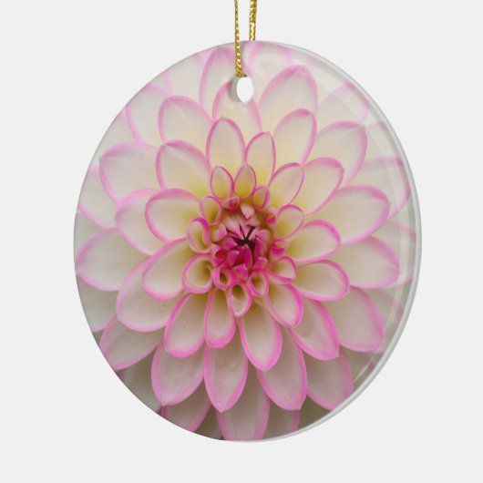 White Dahlia met roze riemventilator Keramisch Ornament (Links)