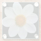 White Dahlia over Black Floral Glazen Onderzetter (Achterkant)