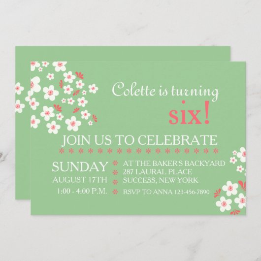 White Dainties Floral Uitnodiging (Voorkant / Achterkant)