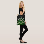 White daisials florals black name script tote bag (Op model)