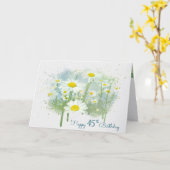 White Daisies 45th Birthday Kaart (Gele Bloem)