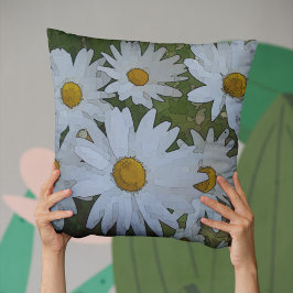 White Daisies Abstract Kussen