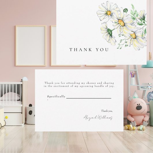 White Daisies Baby shower Bedankt