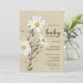 White Daisies Baby shower Invitation Kaart (Staand voorkant)