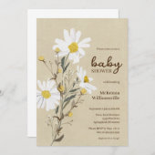White Daisies Baby shower Invitation Kaart (Voorkant / Achterkant)