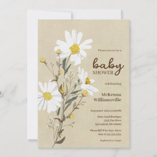 White Daisies Baby shower Invitation Kaart