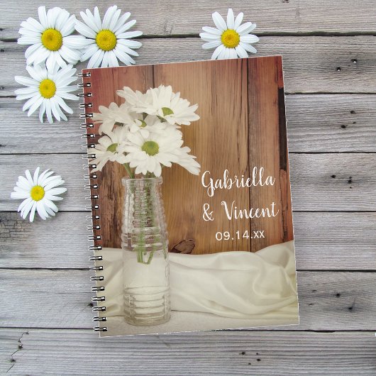 White Daisies Bottle Barn Wedding Guest Book Notitieboek