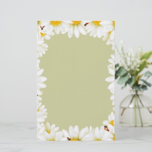 White Daisies Briefpapier (Staand voorkant)