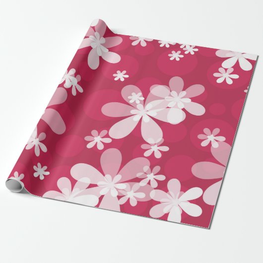 White daisies cadeaupapier (Uitgerold)