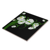 White Daisies Contrasted op zwarte achtergrond Tegeltje (Zijkant)
