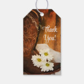 White Daisies Cowboy Boots country Western Wedding Cadeaulabel (Voorkant)