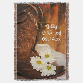 White Daisies Cowboy Boots country Western Wedding Deken