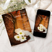 White Daisies Cowboy Boots country Western Wedding Kaart