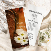 White Daisies Cowboy Boots country Western Wedding Programmakaart