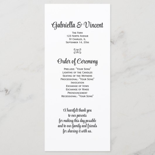 White Daisies Cowboy Boots country Western Wedding Programmakaart (Achterkant)