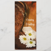 White Daisies Cowboy Boots country Western Wedding Programmakaart (Voorkant)