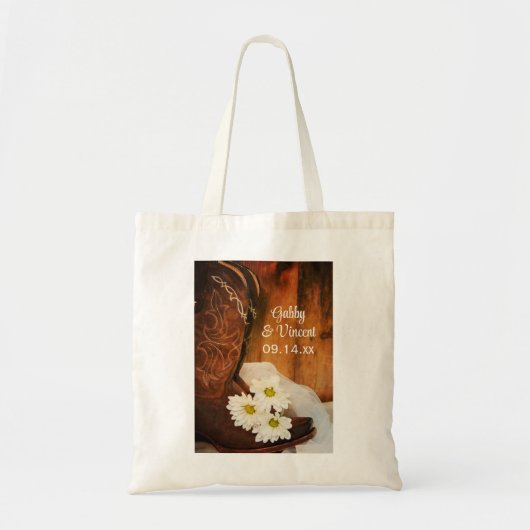 White Daisies Cowboy Boots country Western Wedding Tote Bag (Voorkant)