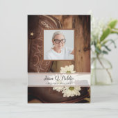 White Daisies Cowboy Boots Western Funeral Service Programmakaart (Staand voorkant)