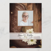 White Daisies Cowboy Boots Western Funeral Service Programmakaart (Voorkant)