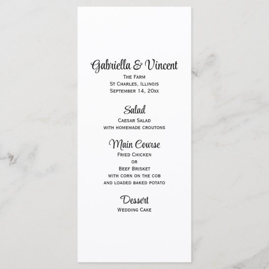 White Daisies Cowboy Boots Western Wedding Menu (Achterkant)